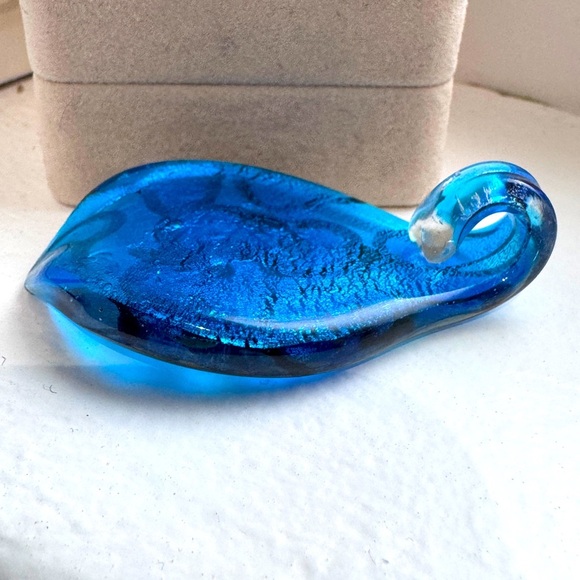 💙 Stunning Vintage Murano Italian Glass Leaf Necklace Pendant 💙 - Picture 12 of 14